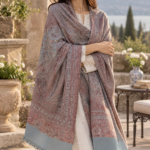 Delecacy Afsana – Silk & Wool Himroo Stole 1
