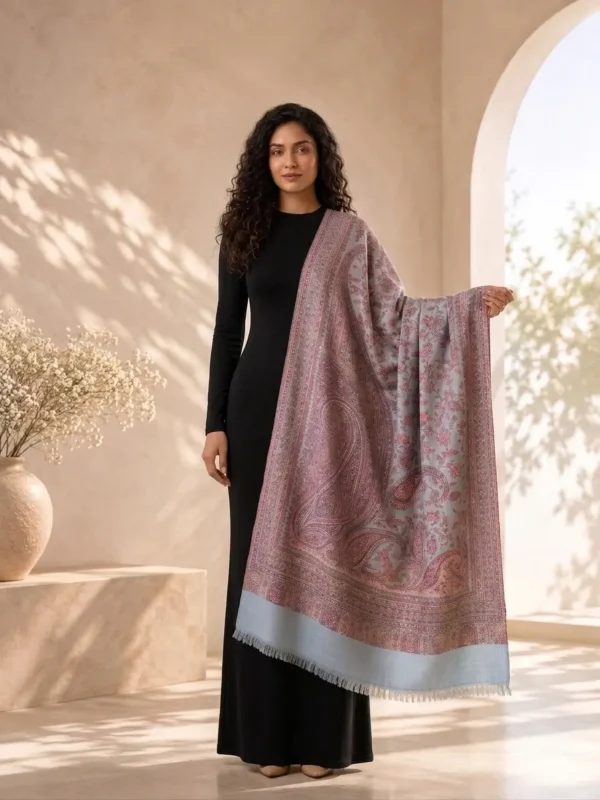 Delecacy Afsana – Silk & Wool Himroo Stole