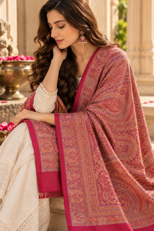 Delecacy Gulnaar – Silk & Wool Himroo Stole