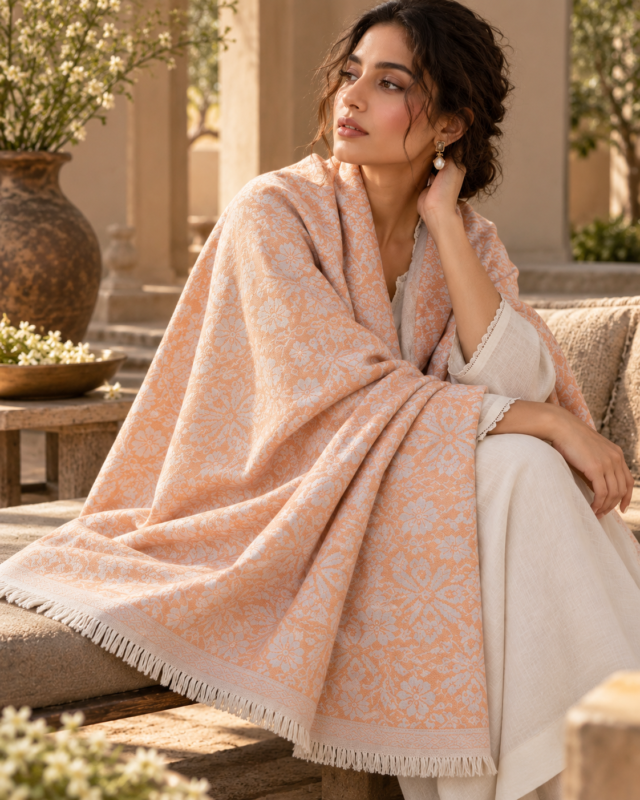 Delecacy Raveya – Silk & Wool Himroo Shawl