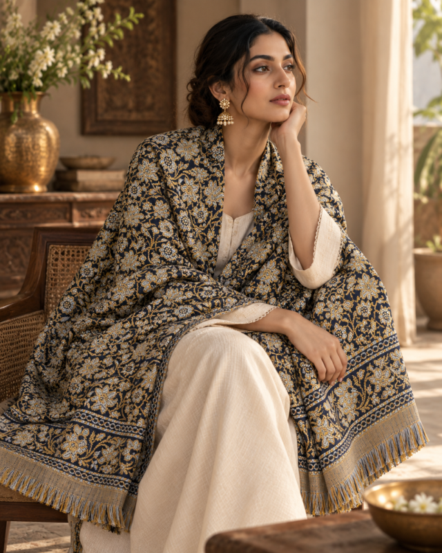Delecacy Zarika – Silk & Wool Himroo Shawl
